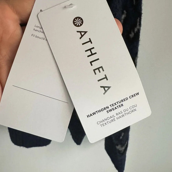 Athleta Hawthorn Textured Wool Blend Animal Print Pullover Blue 2X - Picture 9 of 10